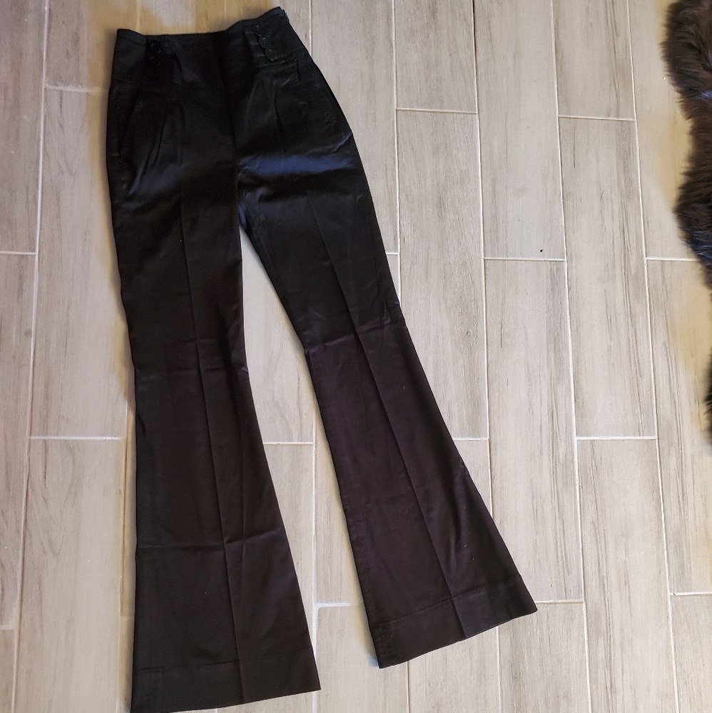 Jet black wide leg slim fit tall pants